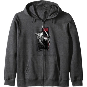 image:imageThe Last of Us Part II Ellie Ready For Fight Chest Poster Zip HoodieDark Heather Grey