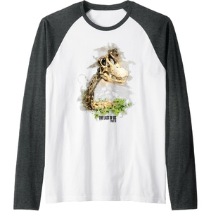 image:imageThe Last of Us Part II Hat On A Dinosaur Watercolor Style Raglan Baseball TeeDark Heather GreyWhite