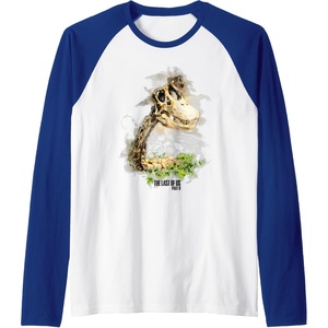image:imageThe Last of Us Part II Hat On A Dinosaur Watercolor Style Raglan Baseball TeeRoyal BlueWhite