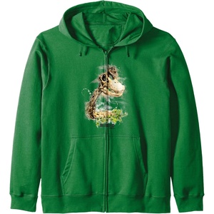 image:imageThe Last of Us Part II Hat On A Dinosaur Watercolor Style Zip HoodieDark Green