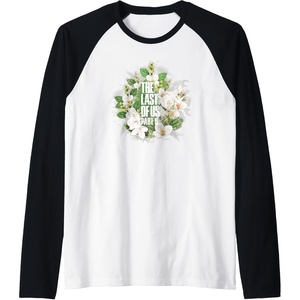 image:imageThe Last of Us Part II Watercolor Floral Big Chest Logo Raglan Baseball TeeBlackWhite