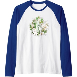 image:imageThe Last of Us Part II Watercolor Floral Big Chest Logo Raglan Baseball TeeRoyal BlueWhite