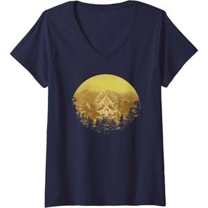 image:imageWomens Days Gone Honor And Glory Landscape Vintage Chest Poster VNeck TShirtNavy Blue