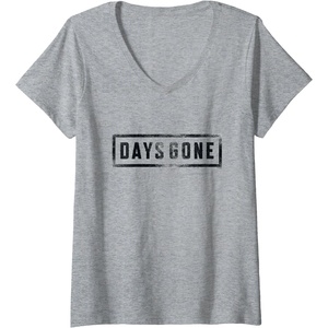 image:imageWomens Days Gone Iconic Distressed Big Chest Logo V2 VNeck TShirtHeather Grey