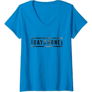 image:imageWomens Days Gone Iconic Distressed Big Chest Logo V2 VNeck TShirtSapphire Blue