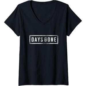 image:imageWomens Days Gone Iconic Distressed Big Chest Logo VNeck TShirtBlack