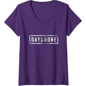 image:imageWomens Days Gone Iconic Distressed Big Chest Logo VNeck TShirtPurple