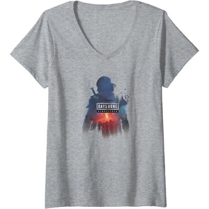 image:imageWomens Days Gone Remastered Ready To Fight Big Chest Poster VNeck TShirtHeather Grey