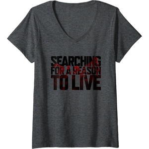image:imageWomens Days Gone Searching For A Reason To Live Big Chest Logo VNeck TShirtDark Heather Grey