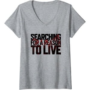image:imageWomens Days Gone Searching For A Reason To Live Big Chest Logo VNeck TShirtHeather Grey