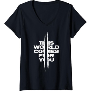 image:imageWomens Days Gone This World Comes For You Distressed Chest Logo VNeck TShirtBlack