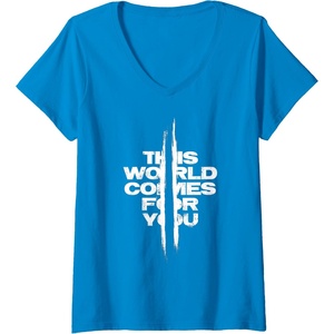 image:imageWomens Days Gone This World Comes For You Distressed Chest Logo VNeck TShirtSapphire Blue