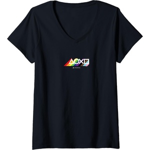 image:imageWomens PlayStation Pride LGBTQIA Collection Horizontal Chest Logo VNeck TShirtBlack