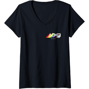 image:imageWomens PlayStation Pride LGBTQIA Collection Horizontal Pocket Logo VNeck TShirtBlack