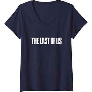 image:imageWomens The Last of Us Iconic Distressed Big Chest Logo V2 VNeck TShirtNavy Blue