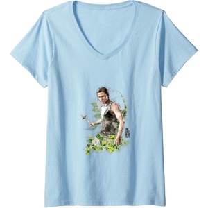 image:imageWomens The Last of Us Part II Abby Anderson Floral Watercolor Logo VNeck TShirtBaby Blue
