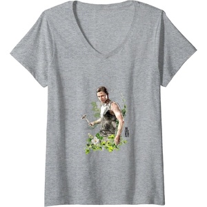 image:imageWomens The Last of Us Part II Abby Anderson Floral Watercolor Logo VNeck TShirtHeather Grey