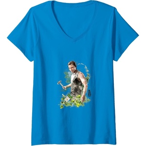 image:imageWomens The Last of Us Part II Abby Anderson Floral Watercolor Logo VNeck TShirtSapphire Blue
