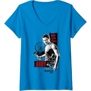 image:imageWomens The Last of Us Part II Abby Bare Your Fangs Big Chest Poster VNeck TShirtSapphire Blue