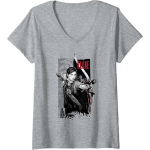 image:imageWomens The Last of Us Part II Ellie Ready For Fight Chest Poster VNeck TShirtHeather Grey