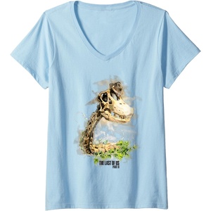 image:imageWomens The Last of Us Part II Hat On A Dinosaur Watercolor Style VNeck TShirtBaby Blue