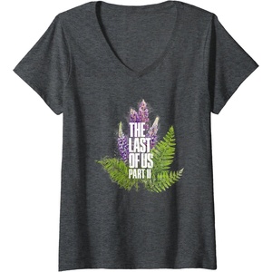 image:imageWomens The Last of Us Part II Watercolor Lavender Big Chest Logo VNeck TShirtDark Heather Grey