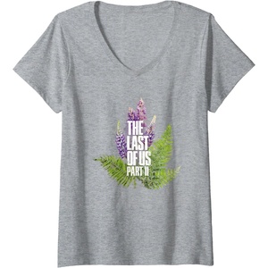 image:imageWomens The Last of Us Part II Watercolor Lavender Big Chest Logo VNeck TShirtHeather Grey